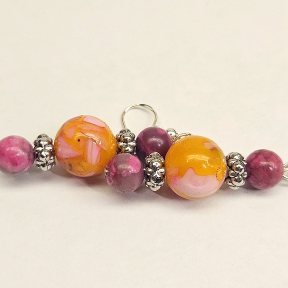 Handmade Beaded Stone and Shell Earrings - Picture 6 of 7